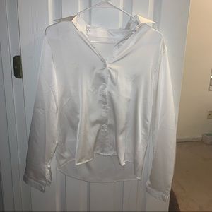 Shein White Long Sleeve Flow Button Down Top